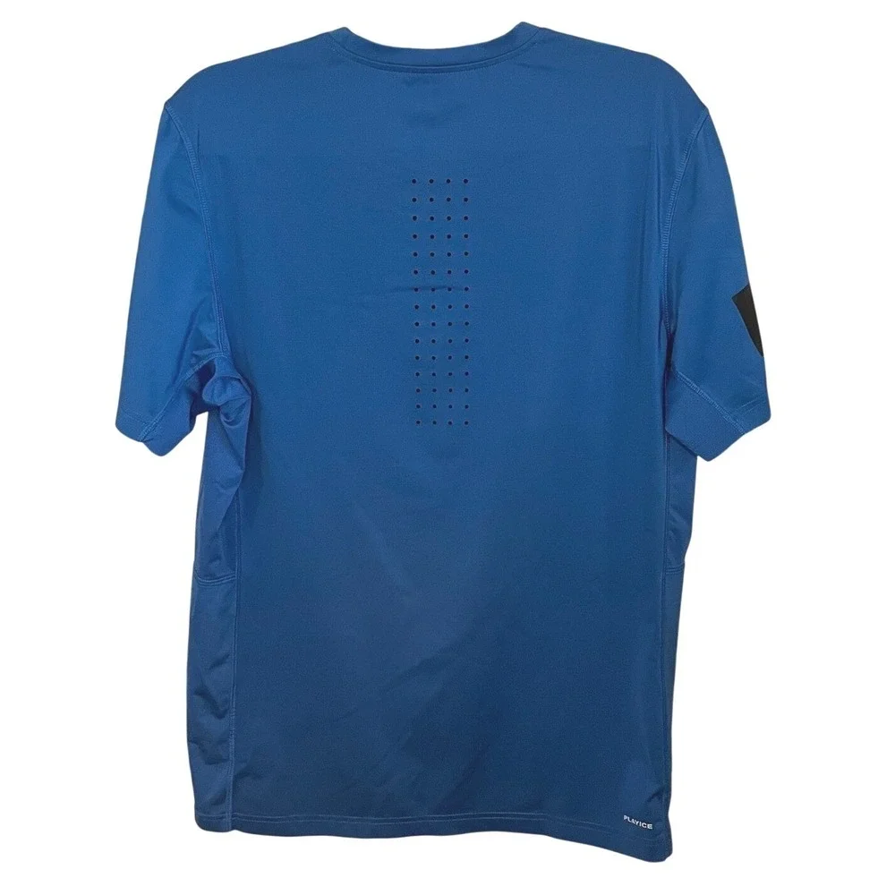 Reebok Mens L PlayIce Performance Training T-Shirt Blue Short Sleeve Athletic‎